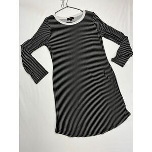 Absolutely It Striped Long Sleeve Dress Mod Retro Ringer Knit Large Wednesday